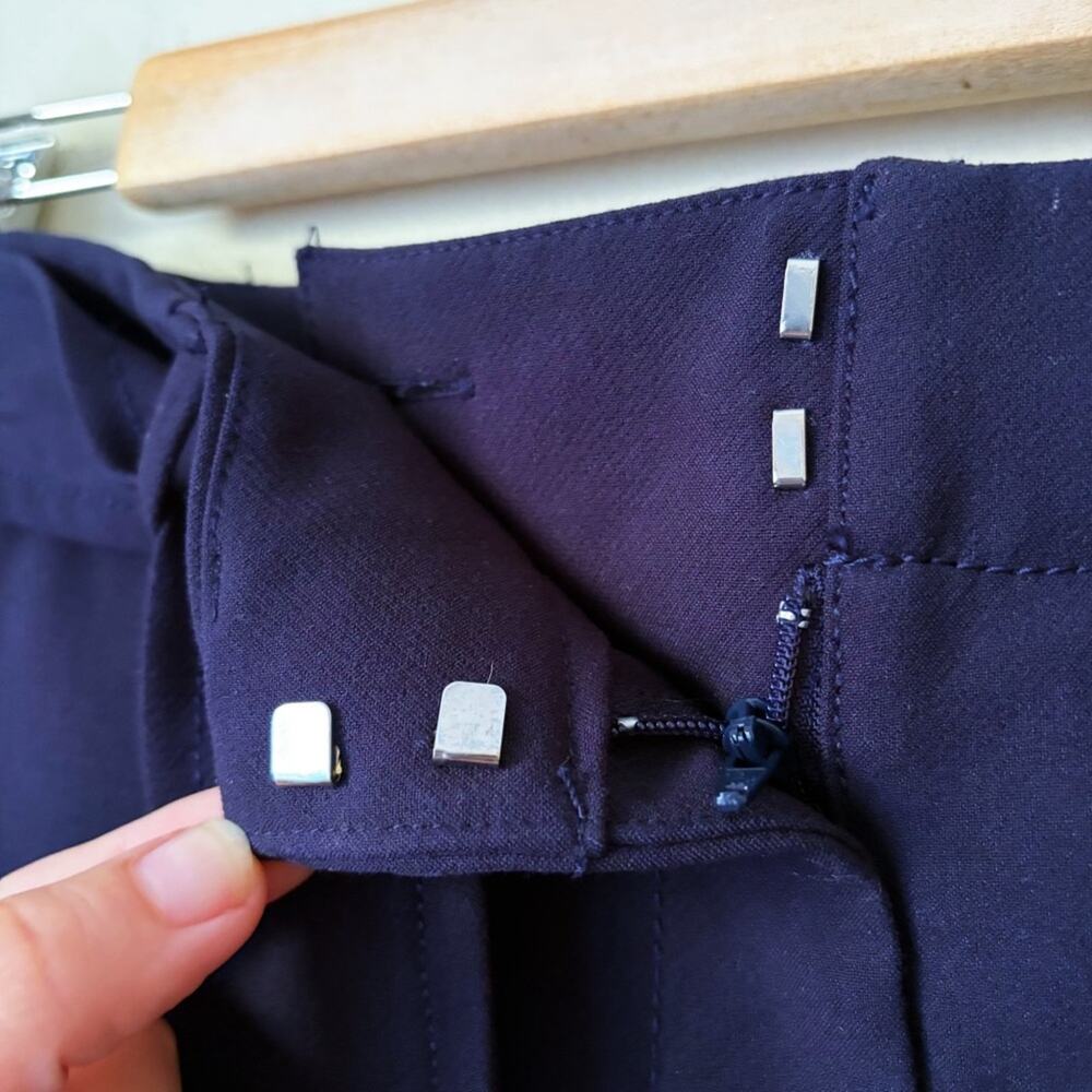 LOFT | Belted Tie Waist Pocket Shift Skirt A-line Navy Blue 6P Petite NWT - Picture 5 of 7
